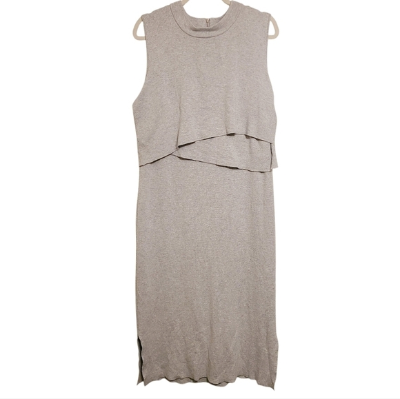Ripe Maternity Wear | Light Gray Layered Knit Nursing Dress (Size XL) - Picture 2 of 16